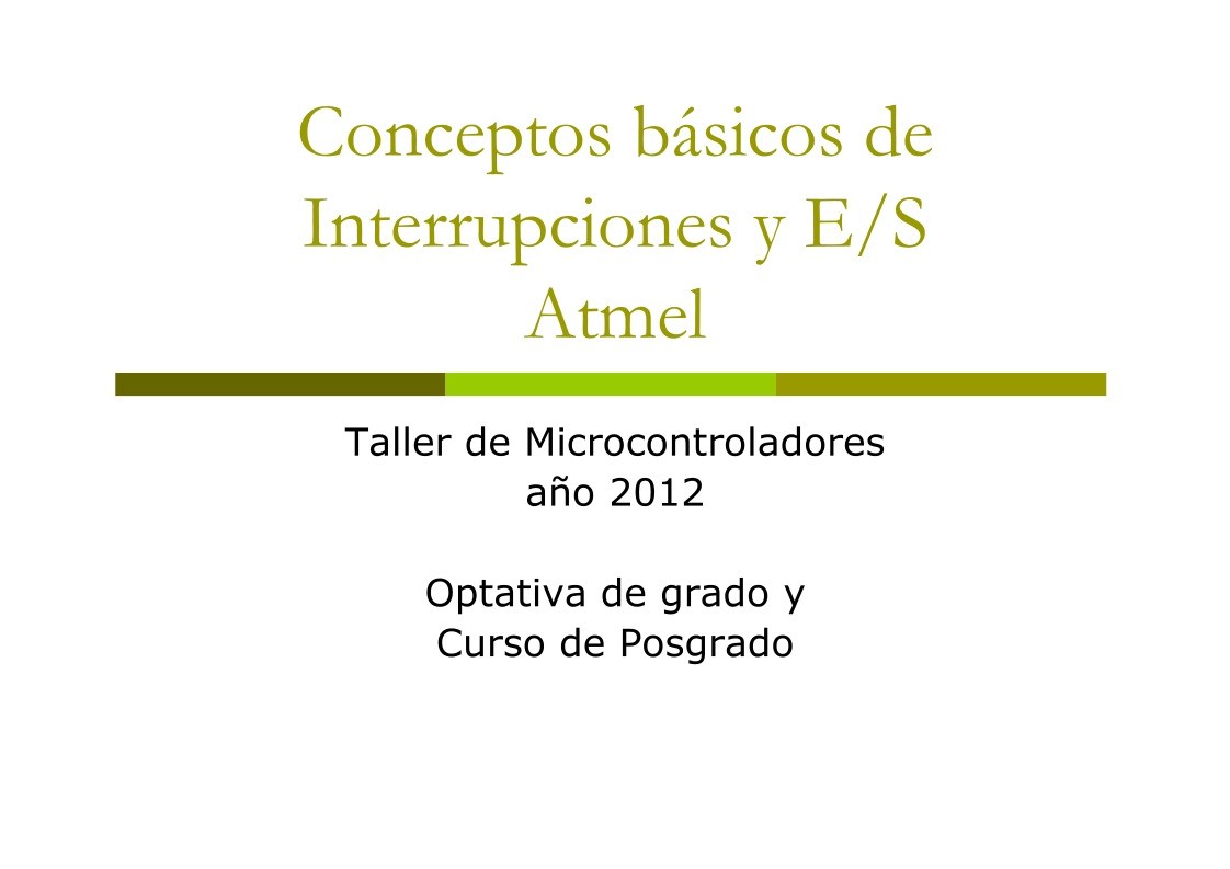 Imágen de pdf Conceptos básicos de Interrupciones y E/S Atmel