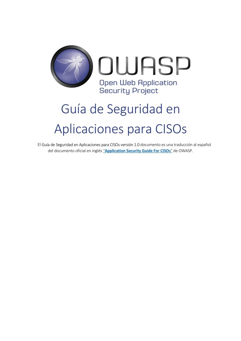 Imágen de pdf OWASP - Guía de Seguridad en Aplicaciones para CISOs