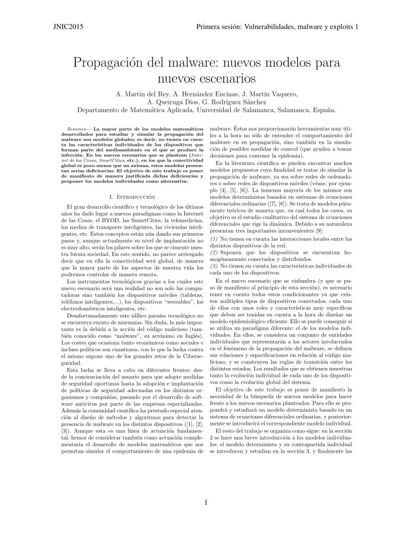 Imágen de pdf Propagación de Malware: nuevos modelos para nuevos escenarios