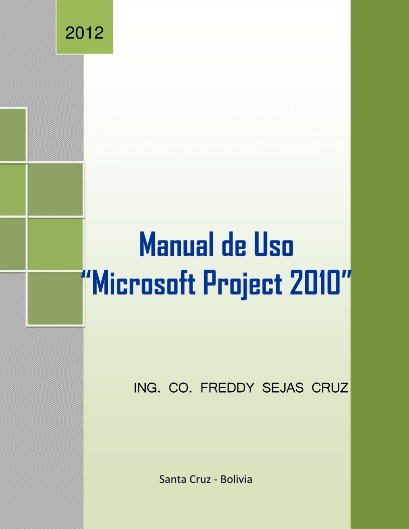 Imágen de pdf Manual de Uso "Microsoft Project 2010"