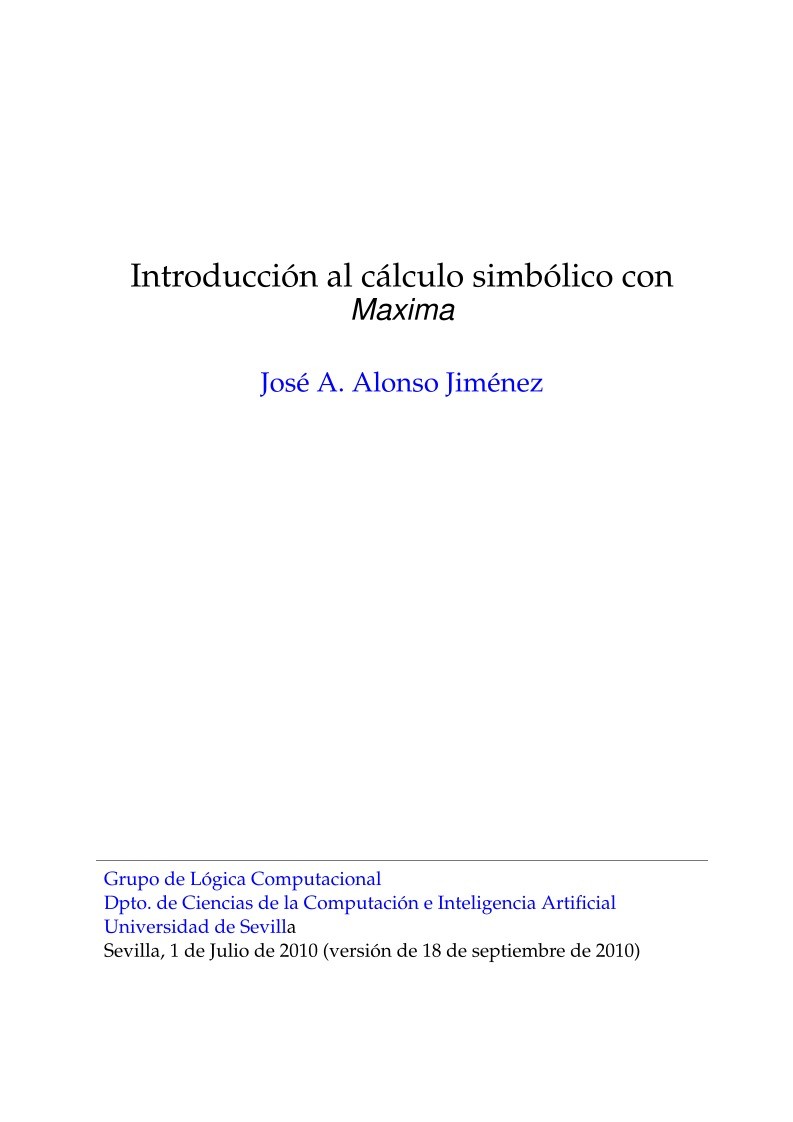Imágen de pdf Introduccion al calculo simbolico con Maxima