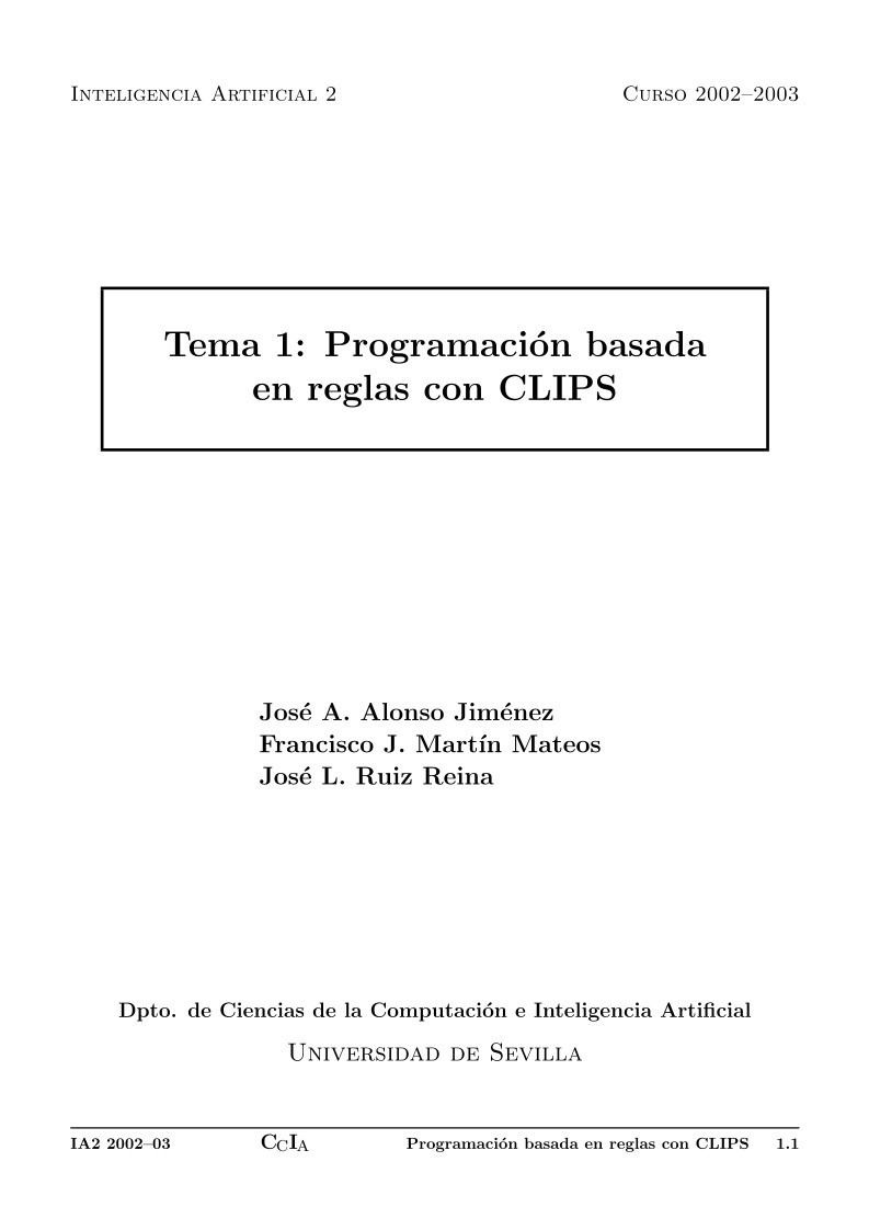 Imágen de pdf Tema 1: Programación basada en reglas con CLIPS