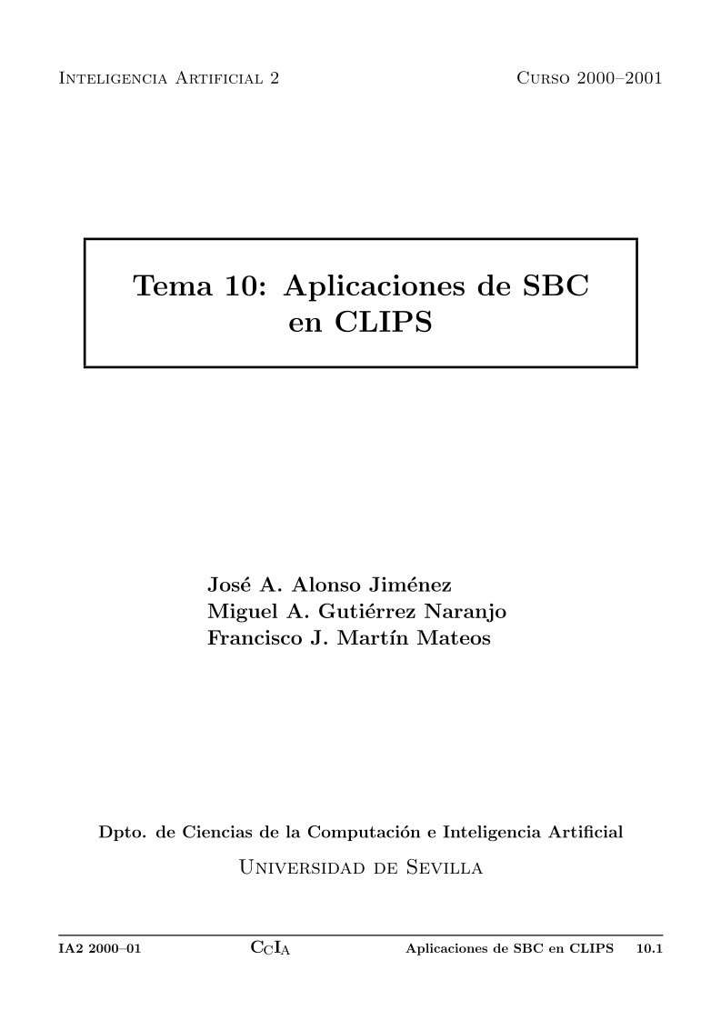 Imágen de pdf Tema 10: Aplicaciones de SBC en CLIPS