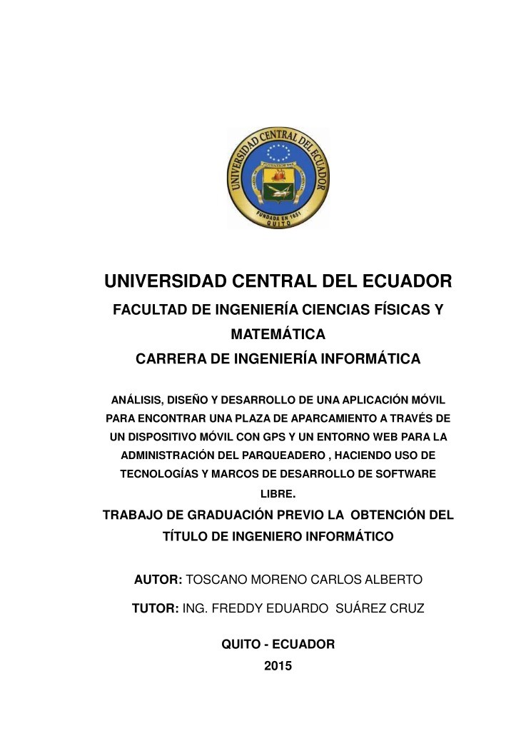 Imágen de pdf Análisis, diseño y desarrollo de una aplicación móvil para encontrar una plaza de aparcamiento a través de un dispositivo móvil con gps y un entorno web para la administración