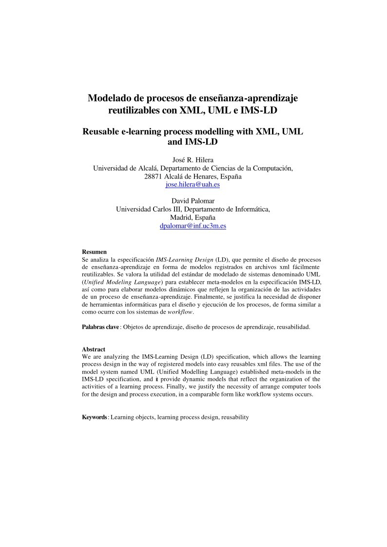 Imágen de pdf Modelado de procesos de enseñanza-aprendizaje reutilizables con XML, UML e IMS-LD