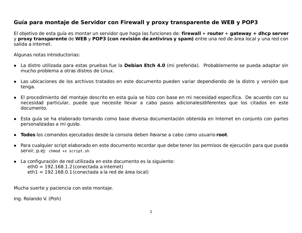 Imágen de pdf Guía para montaje de Servidor con Firewall y proxy transparente de WEB y POP3