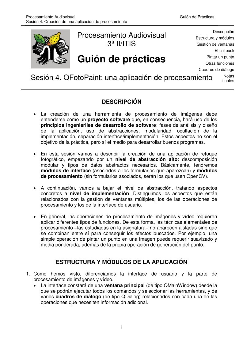 Imágen de pdf Procesamiento Audiovisual - Sesión 4 Creación de una aplicación de procesamiento