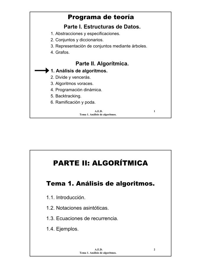 Imágen de pdf Tema 1. Análisis de algoritmos - Parte I. Estructuras de Datos