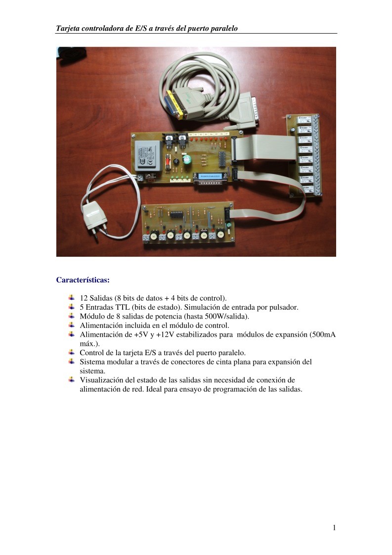 Imágen de pdf Tarjeta controladora de E/S a través del puerto paralelo