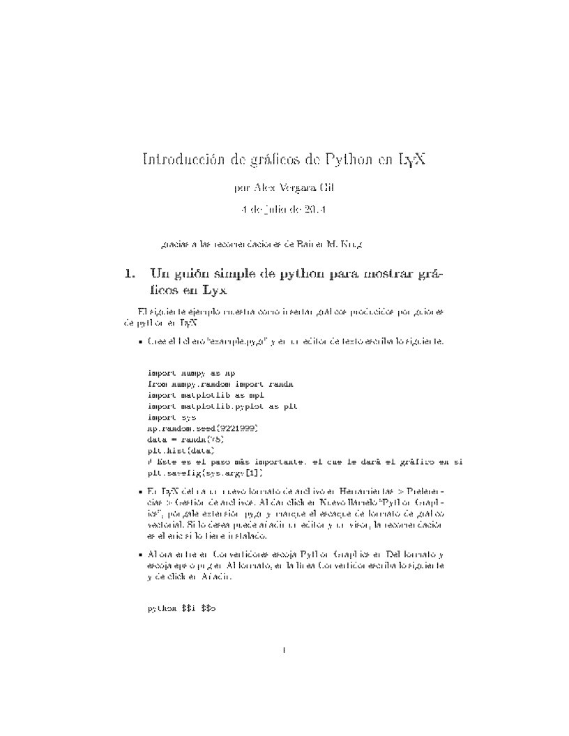 Imágen de pdf Introducción de gráficos de Python en LYX