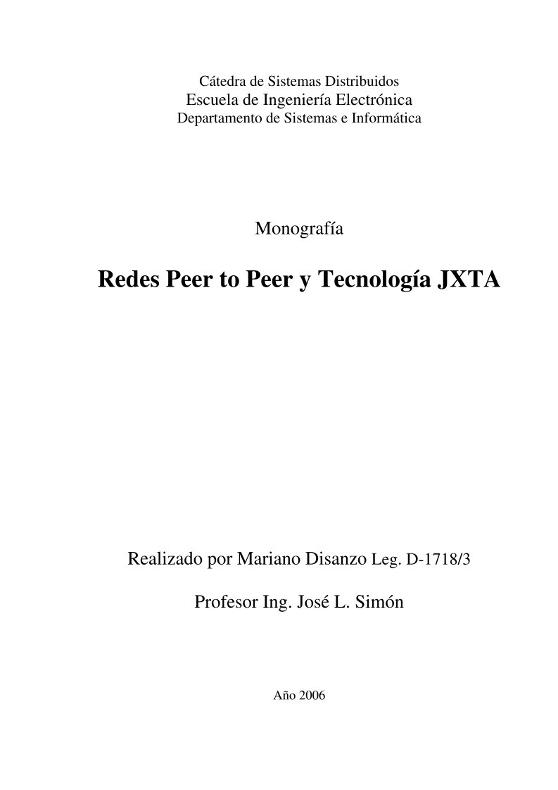 Imágen de pdf Redes Peer to Peer y Tecnología JXTA