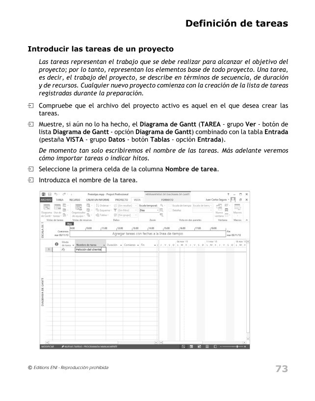 Imágen de pdf Introducir las tareas de un proyecto - Definición de tareas