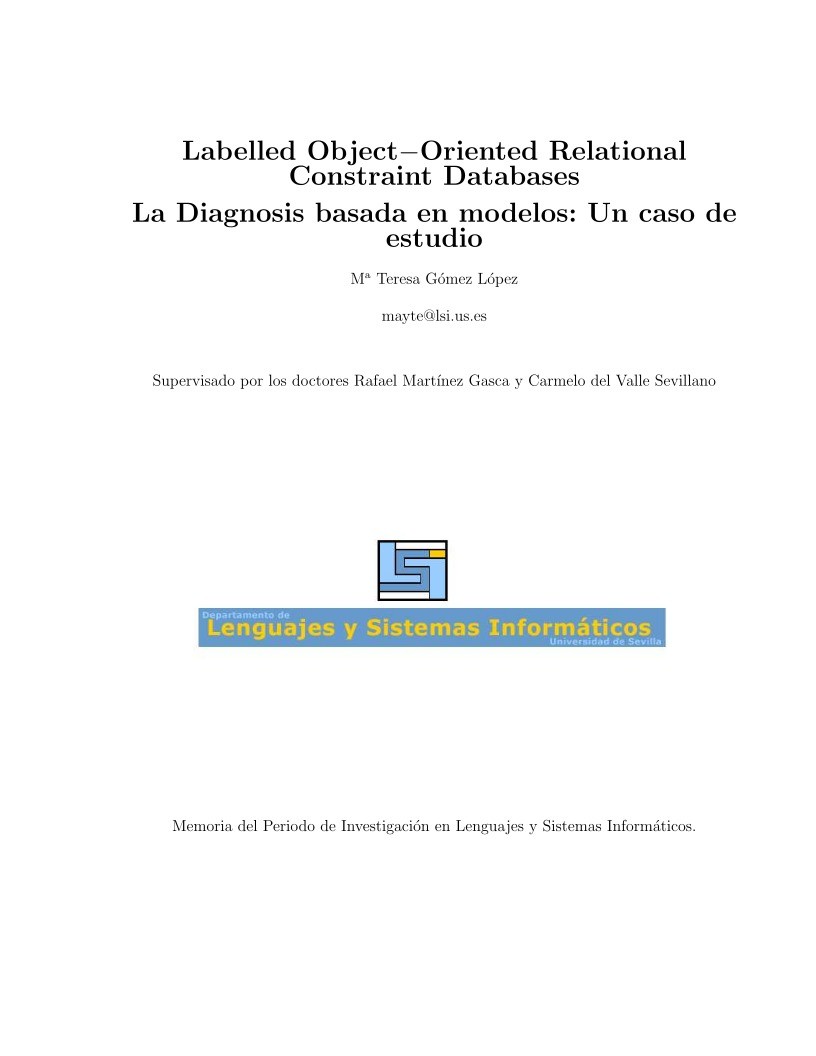Imágen de pdf La Diagnosis basada en modelos: Un caso de estudio