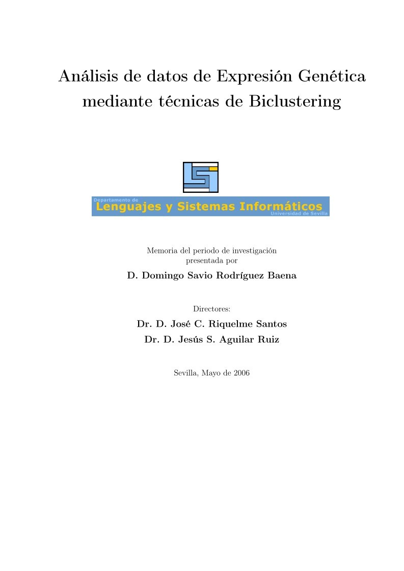 Imágen de pdf Análisis de datos de Expresión Genética mediante técnicas de Biclustering