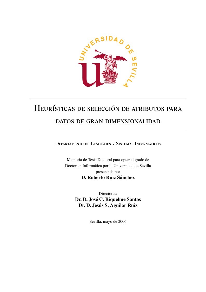 Imágen de pdf Heurísticas de selección de atributos para datos de gran dimensionado