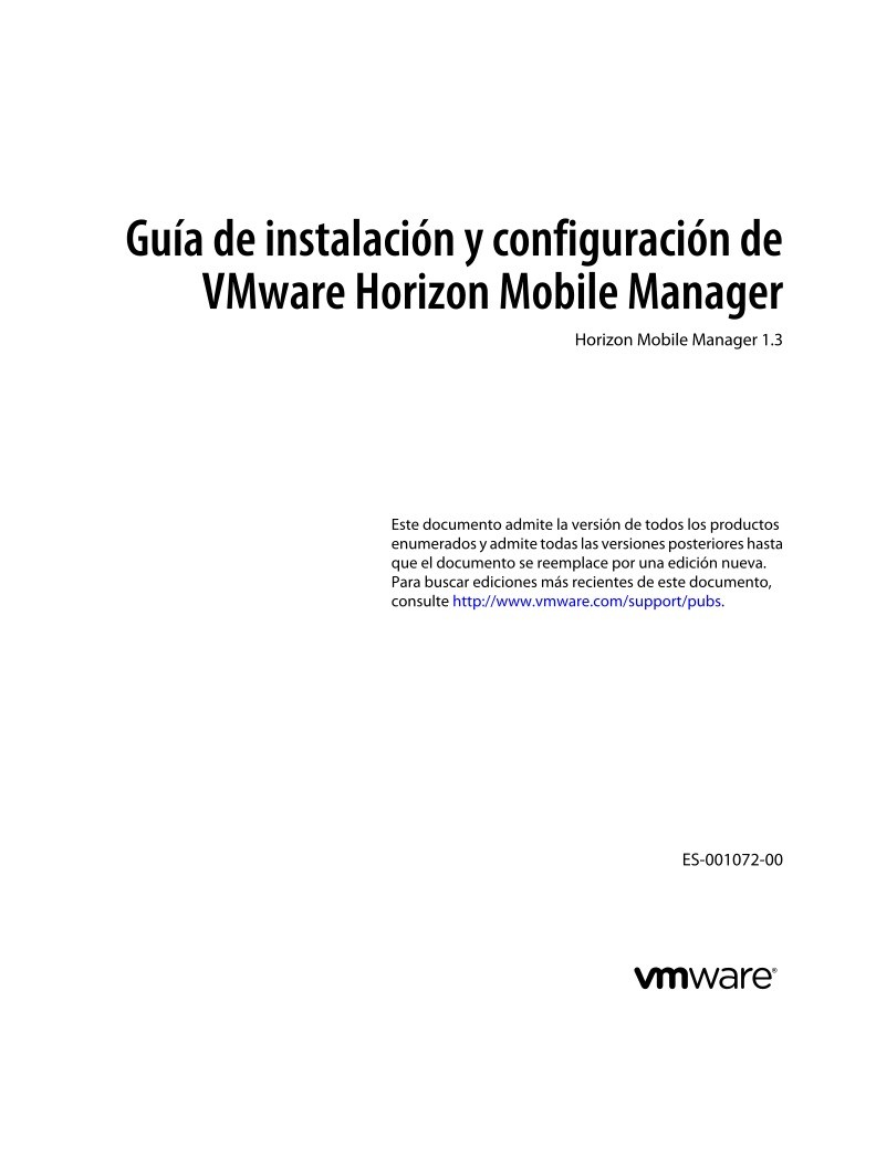 Imágen de pdf Guía de instalación y configuración de VMware Horizon Mobile Manager - Horizon Mobile Manager 1.3
