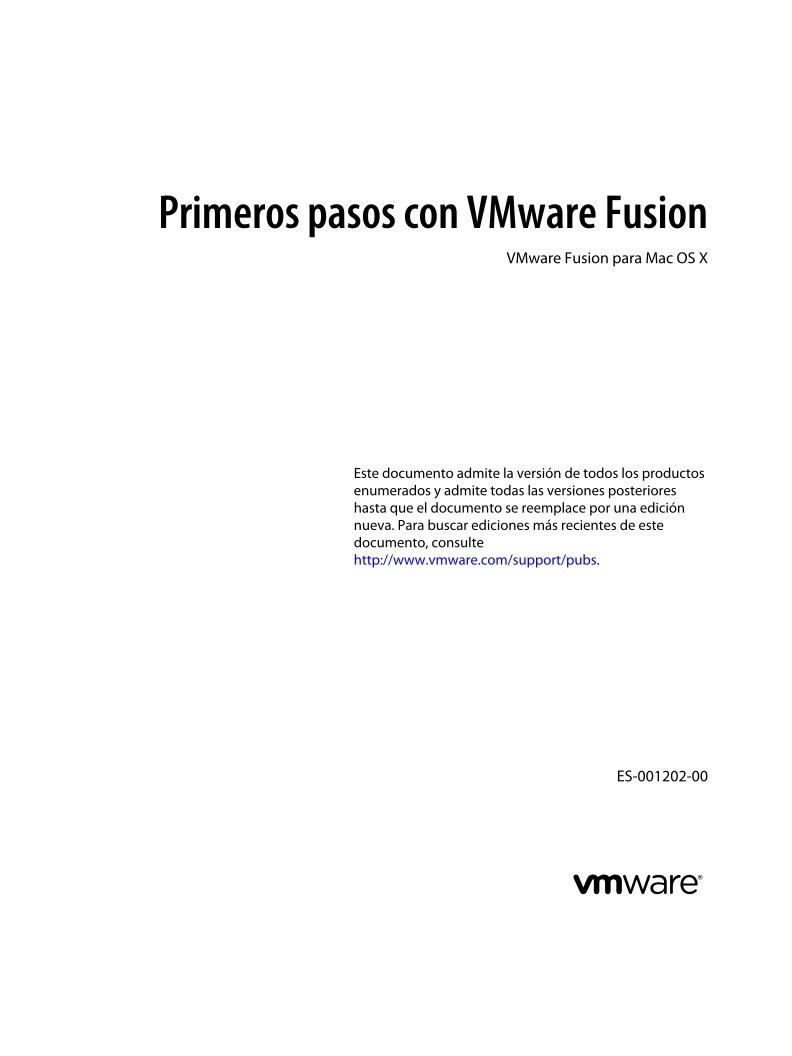 Imágen de pdf Primeros pasos con VMware Fusion - OpenTopic