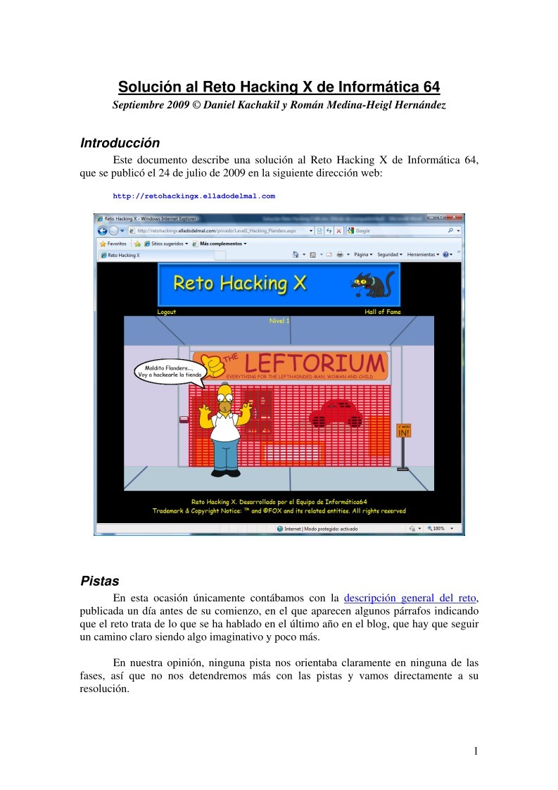 Imágen de pdf Solución al Reto Hacking X de Informática 64