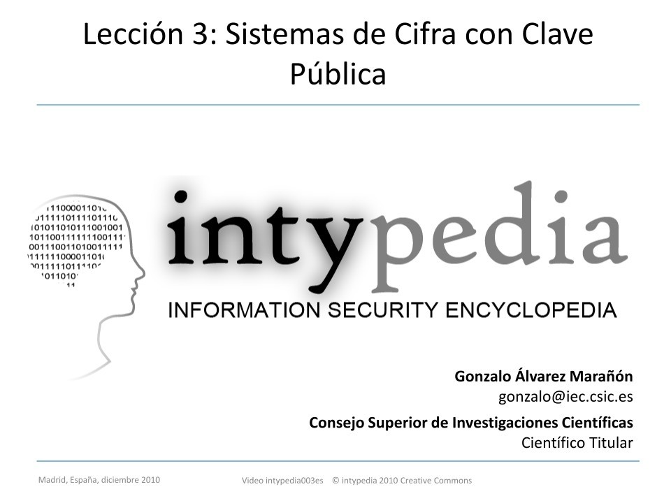 Imágen de pdf Lección 3: Sistemas de Cifra con Clave Pública