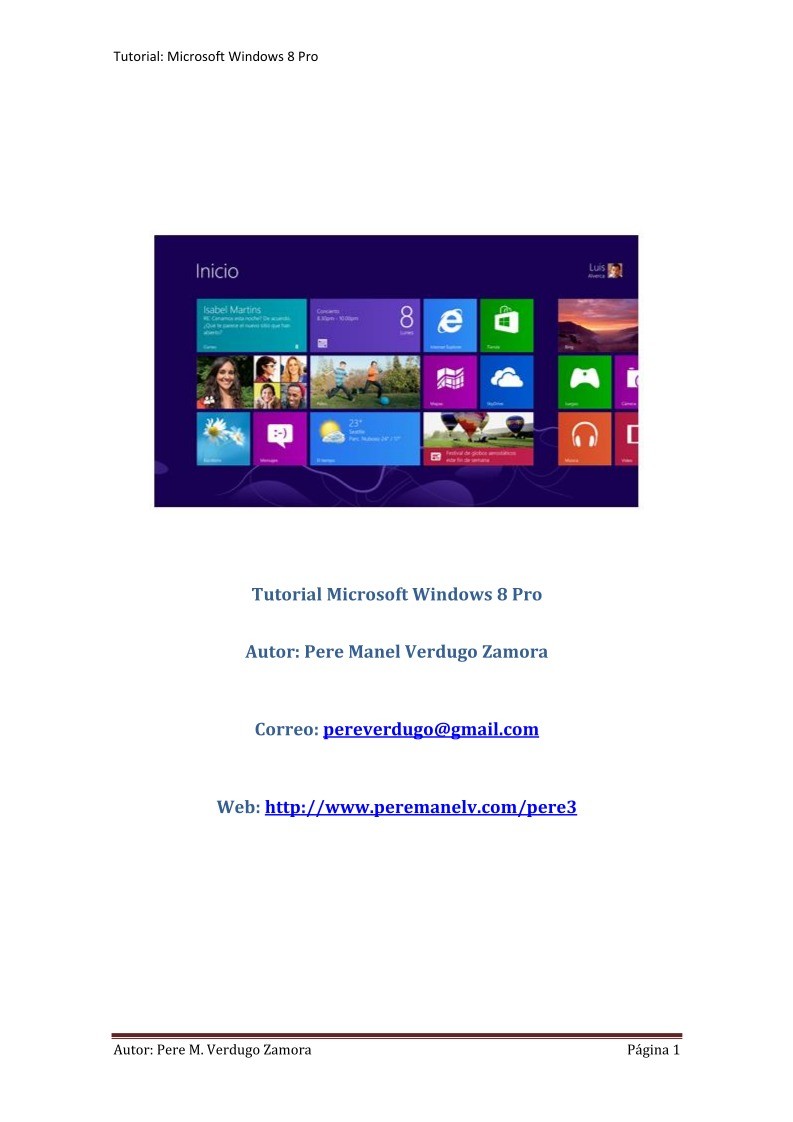 Imágen de pdf Tutorial: Microsoft Windows 8 Pro