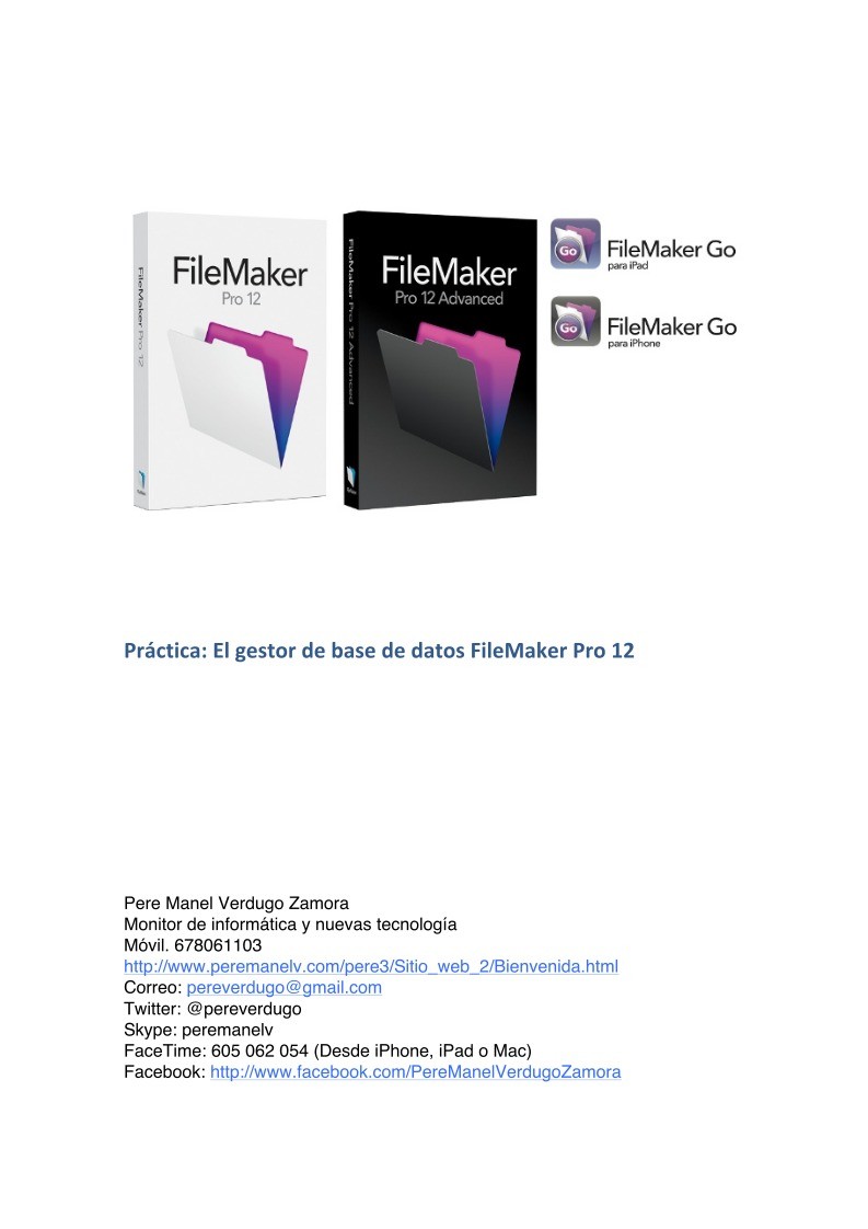 Imágen de pdf Práctica: El gestor de base de datos FileMaker Pro 12