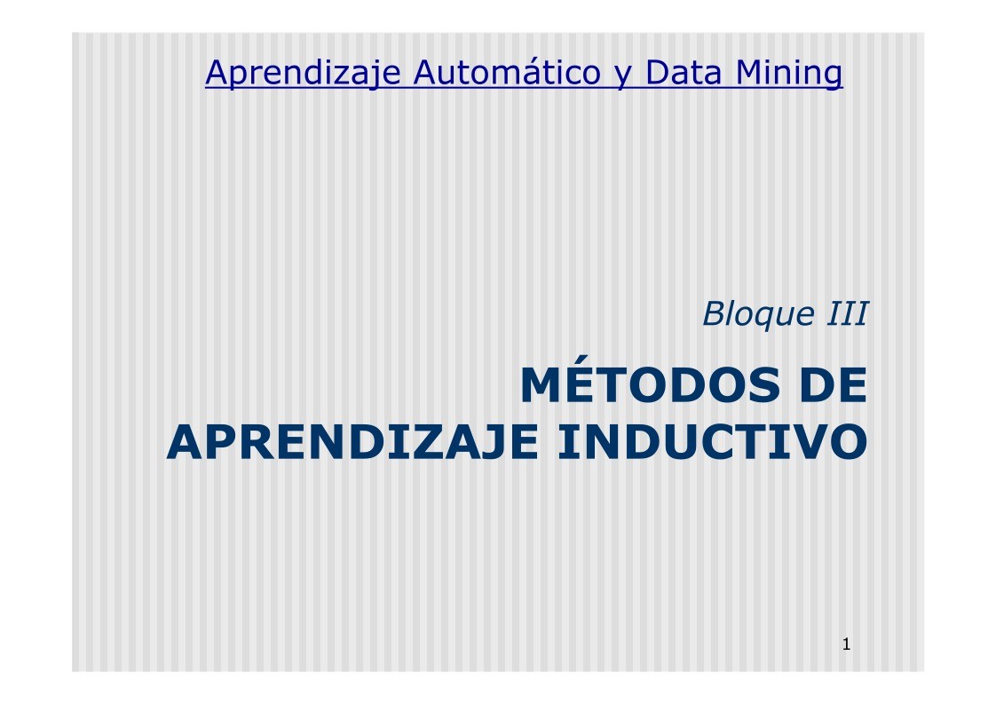 Imágen de pdf Métodos de aprendizaje inductivo - Aprendizaje Automático y Data Mining