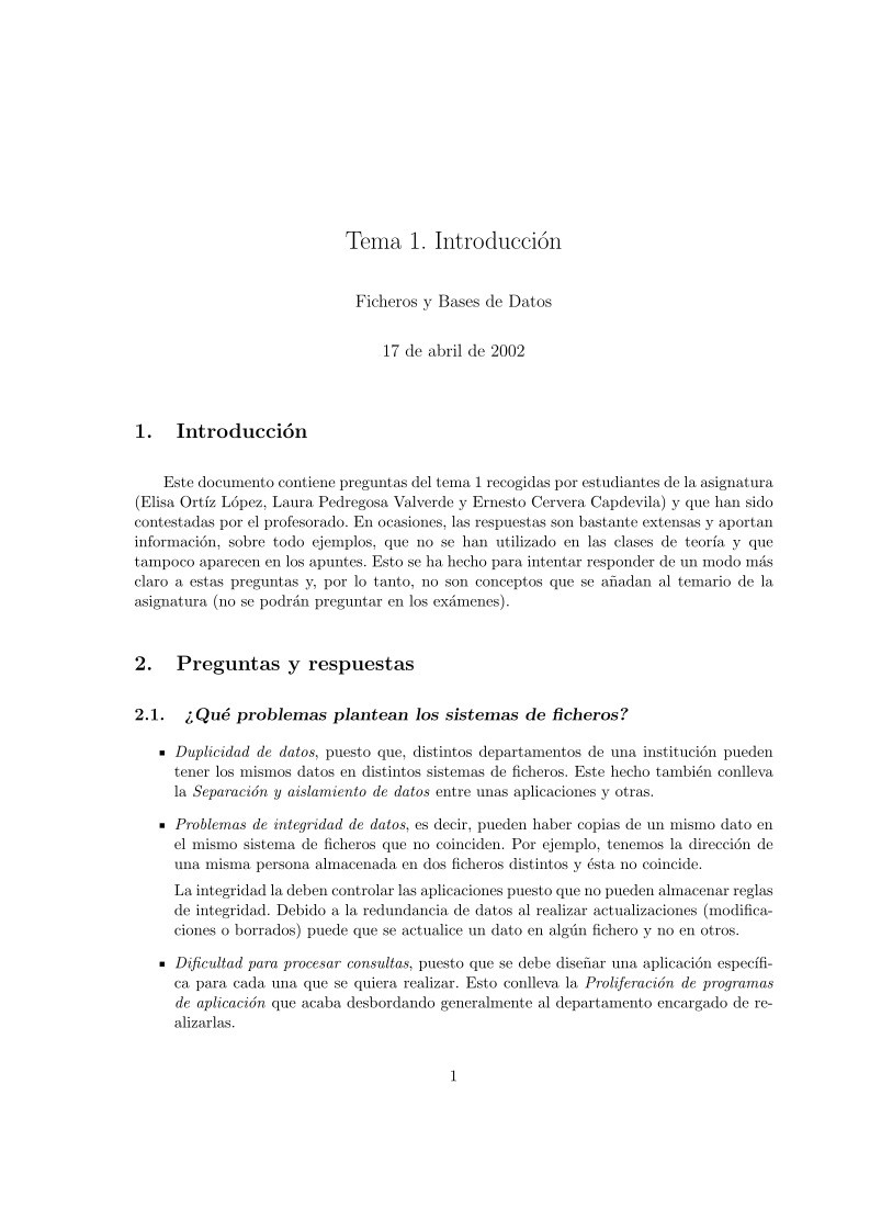 Imágen de pdf Tema 1. Introducción - Ficheros y Bases de Datos