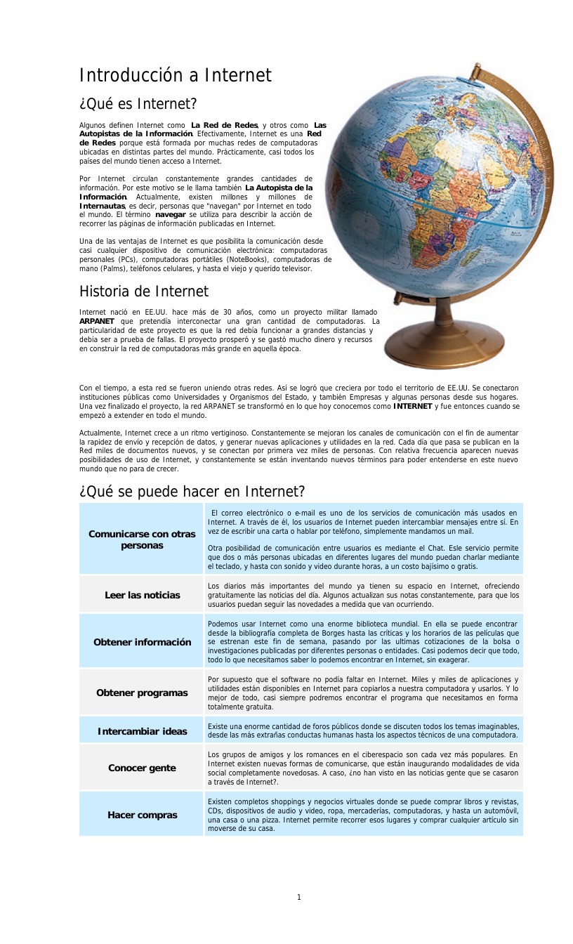 Imágen de pdf Introducción a Internet ¿Qué es Internet?
