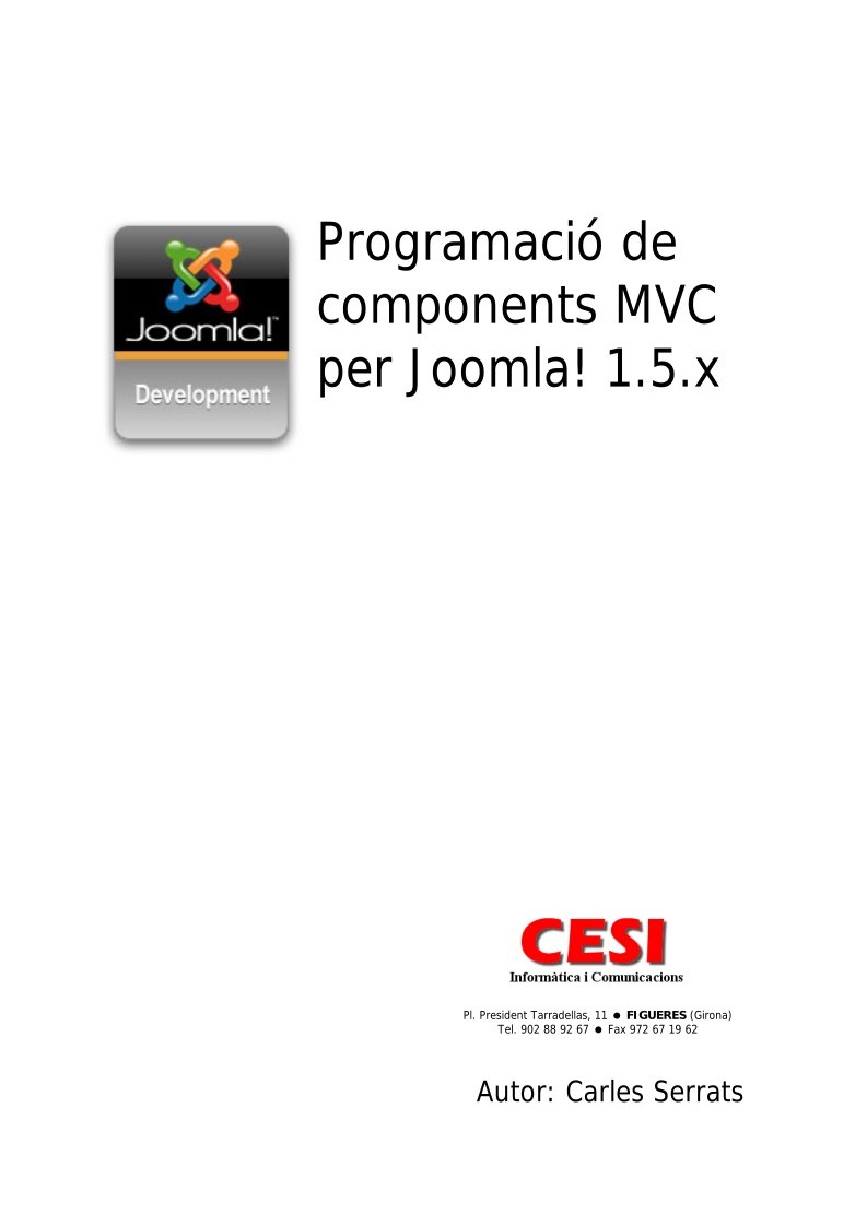 Imágen de pdf Programació de components MVC per Joomla! 1.5.x