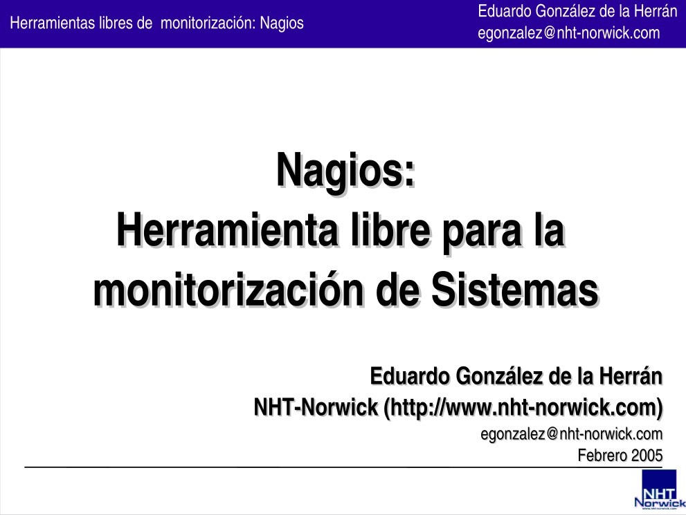 Imágen de pdf Nagios: Herramienta libre para la monitorización de Sistemas