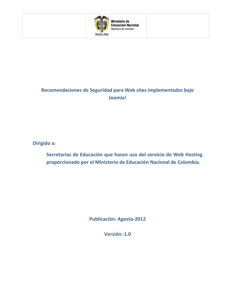 Imágen de pdf Recomendaciones de Seguridad para Web sites implementados bajo Joomla!