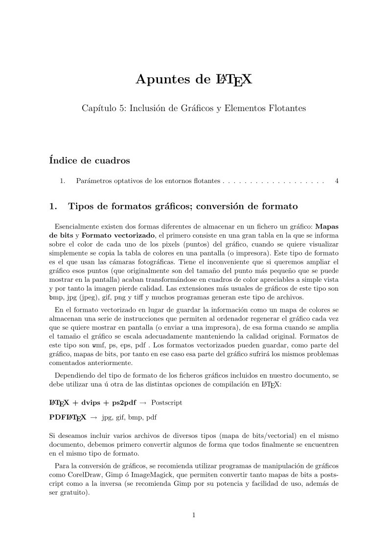 Imágen de pdf Apuntes de LATEX Capítulo 5: Inclusión de Gráficos y Elementos Flotantes