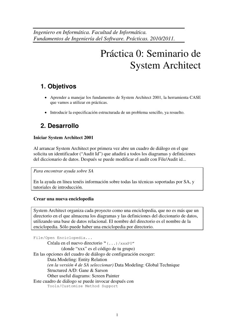 Imágen de pdf Práctica 0: Seminario de System Architect - Fundamentos de Ingeniería del Software