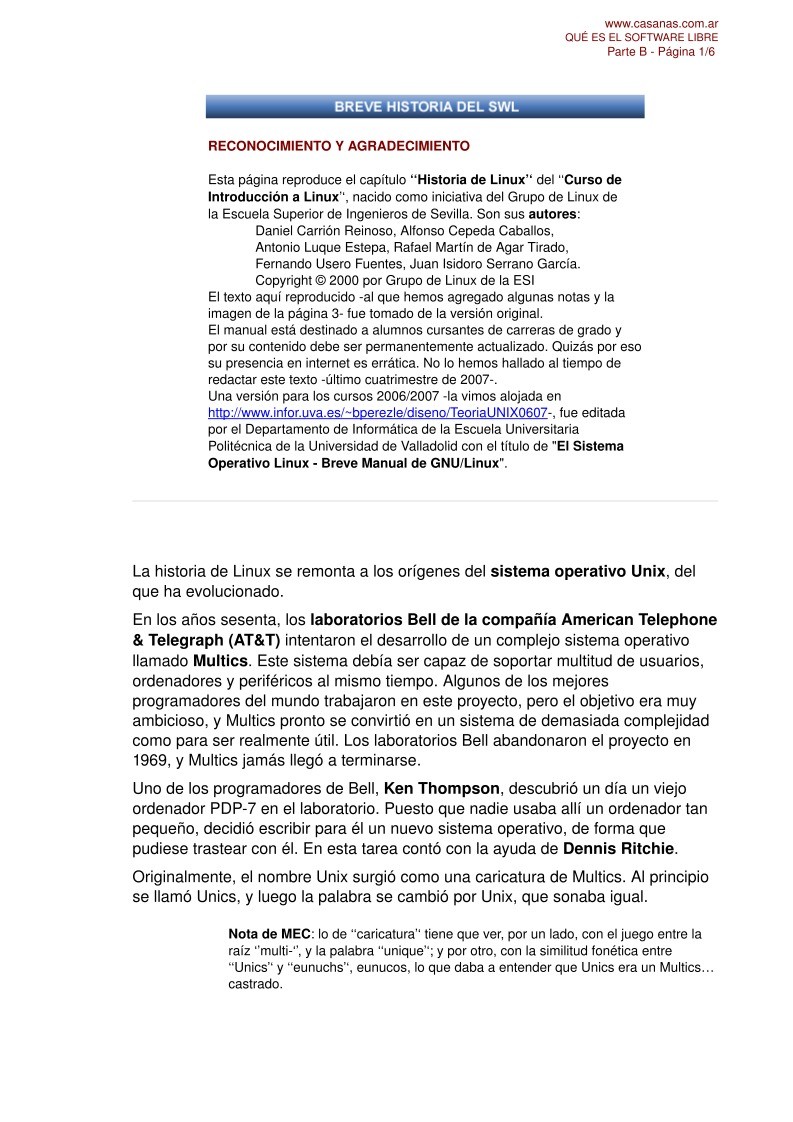 Imágen de pdf Breve historia del Software Libre