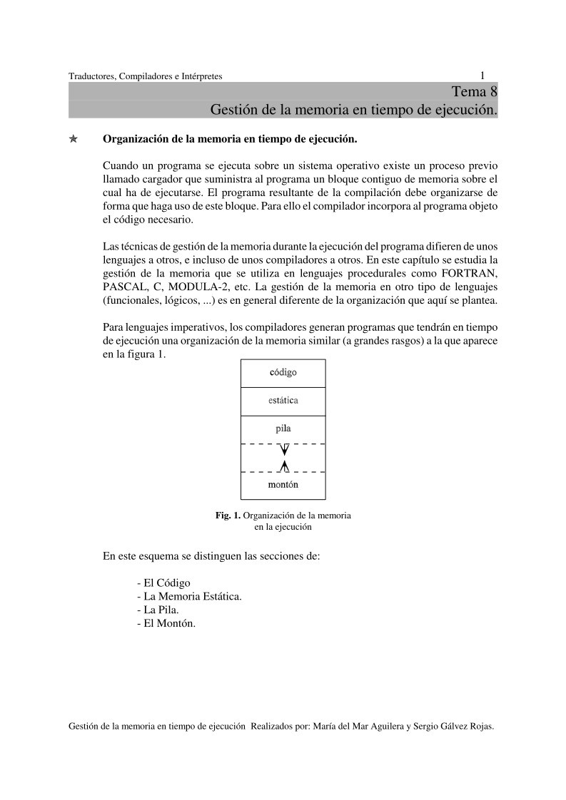 Imágen de pdf Tema 8 - Gestión de la memoria en tiempo de ejecución