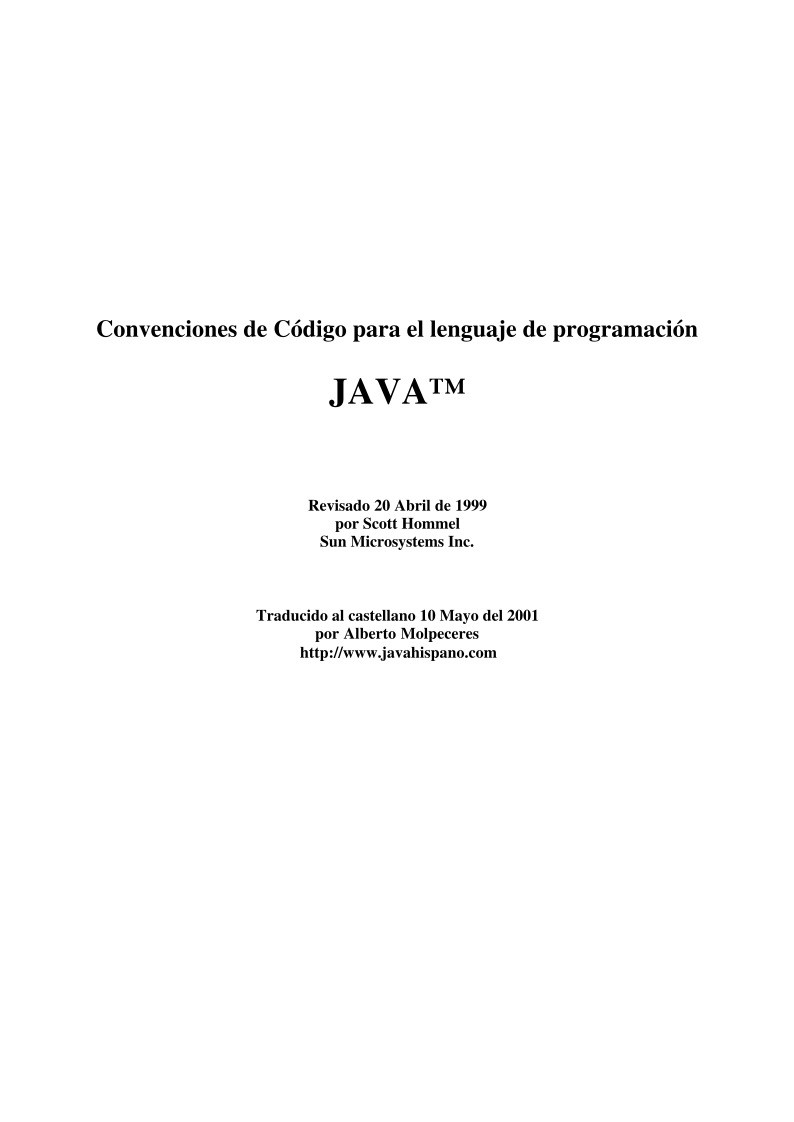 Imágen de pdf Convenciones de Código para el lenguaje de programación JAVA