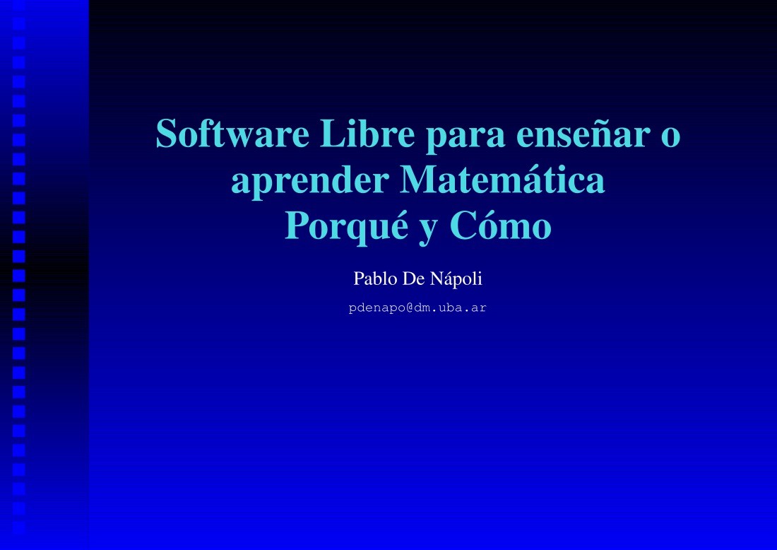 Imágen de pdf Software Libre para enseñar o aprender Matemática Porqué y Cómo