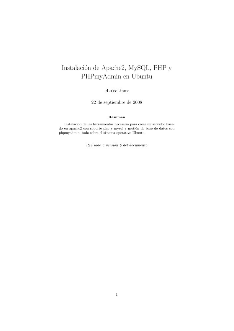 Imágen de pdf Instalación de Apache2, MySQL, PHP y PHPmyAdmin en Ubuntu