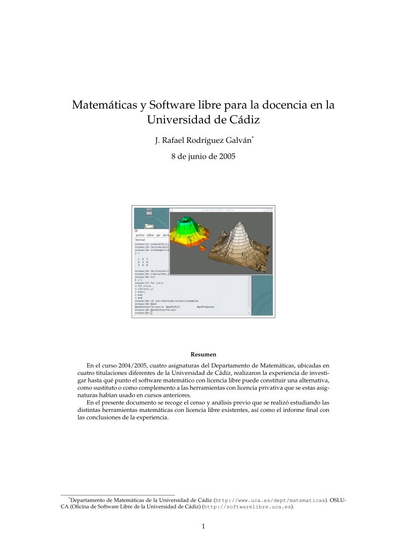 Imágen de pdf Matemáticas y Software libre para la docencia en la Universidad de Cádiz