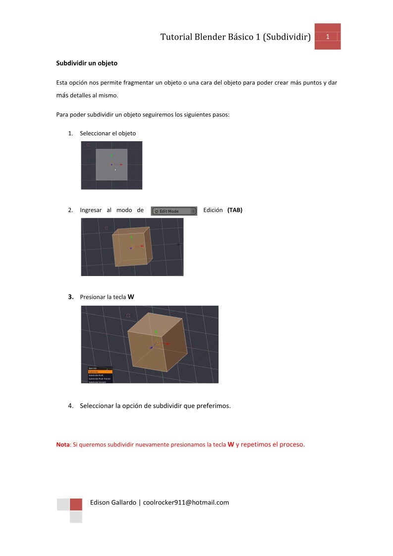 Imágen de pdf Tutorial Blender Básico 1 (Subdividir)