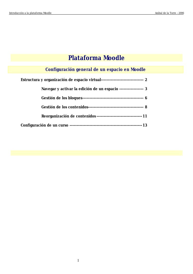 Imágen de pdf Plataforma Moodle - Configuración general de un espacio en Moodle