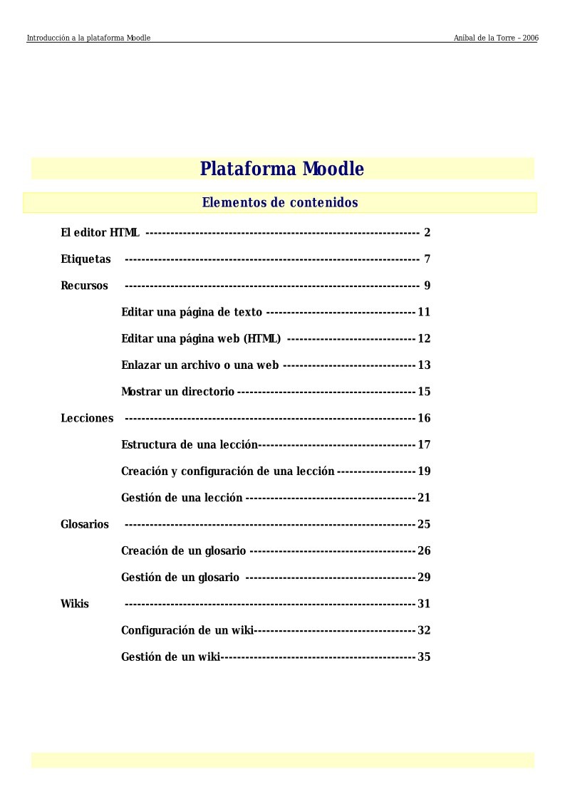 Imágen de pdf Plataforma Moodle - Elementos de contenidos