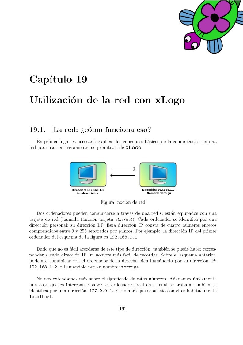 Imágen de pdf Curso XLogo - Capítulo 19 - Utilización de la red con xLogo