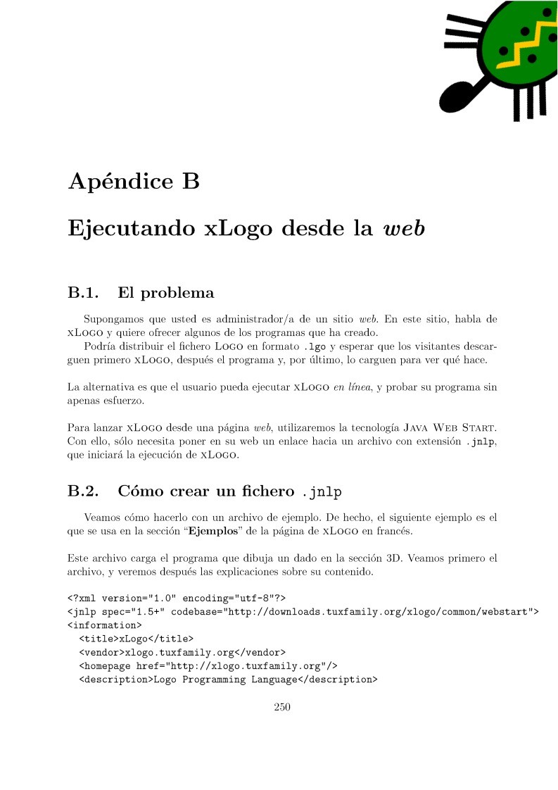 Imágen de pdf Curso XLogo - Apéndice B - Ejecutando xLogo desde la web