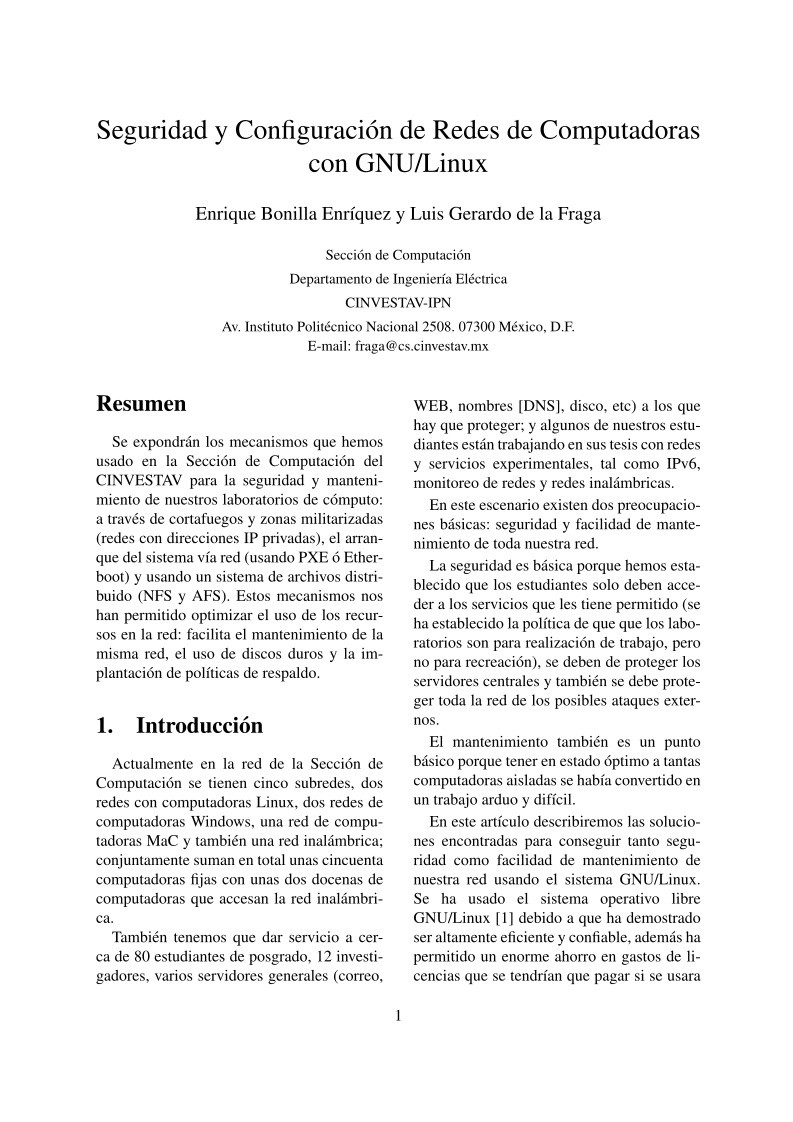 Imágen de pdf Seguridad y Configuración de Redes de Computadoras con GNU/Linux