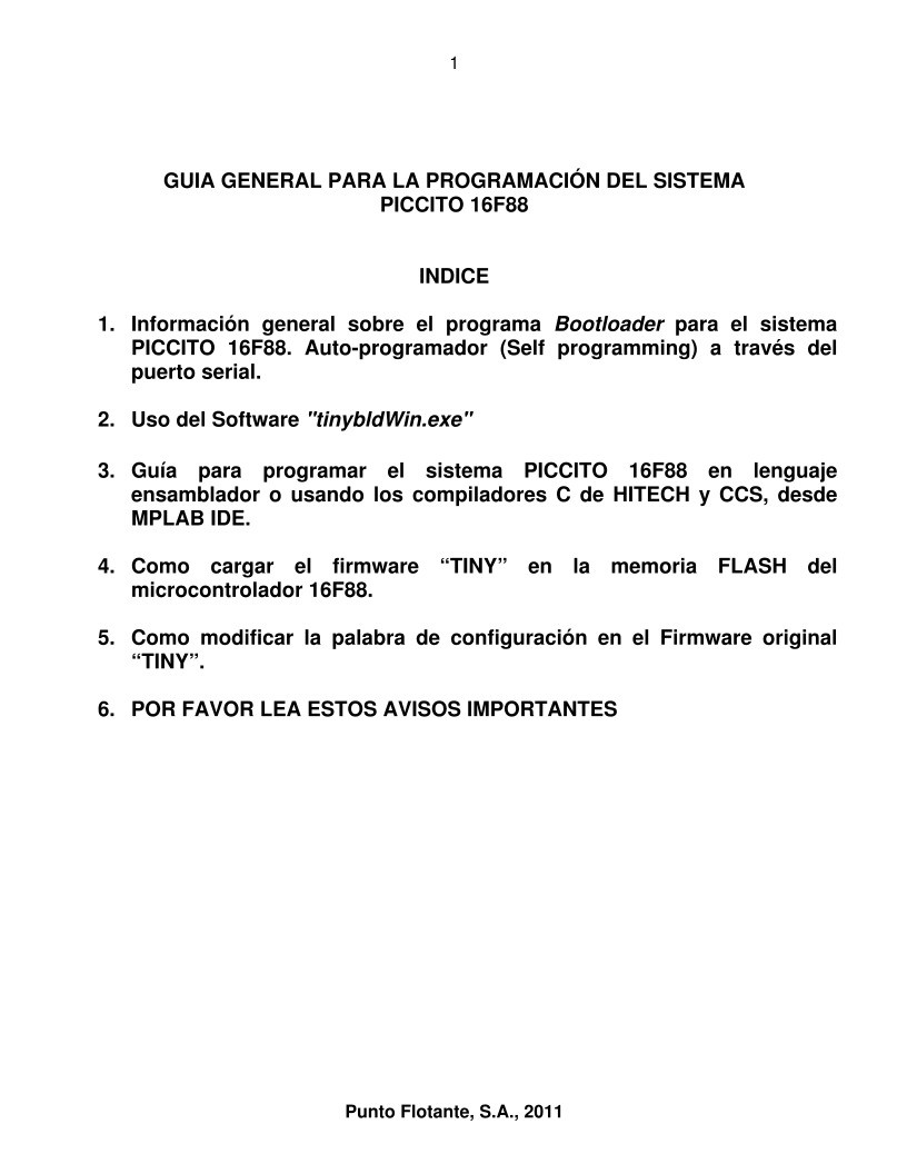 Imágen de pdf GUÍA GENERAL PARA LA PROGRAMACIÓN DEL SISTEMA PICCITO 16F88