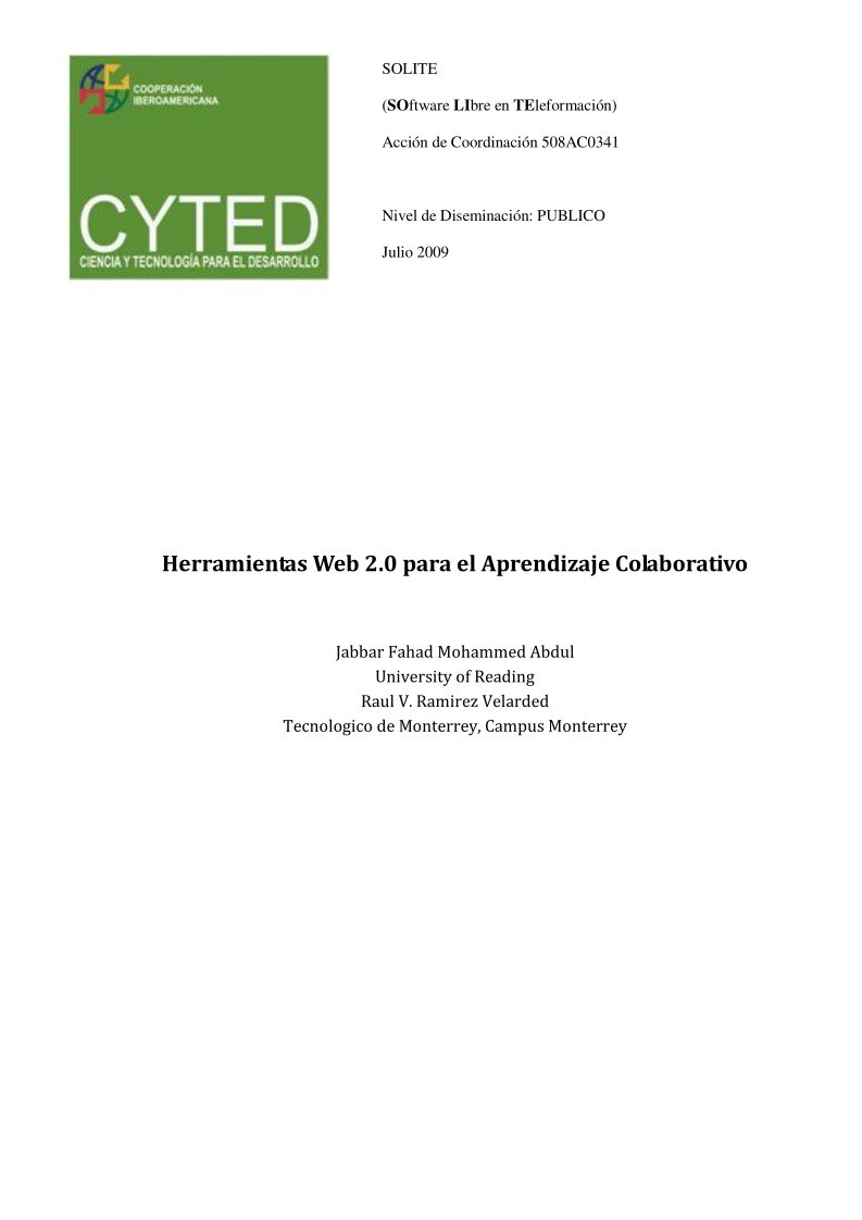 Imágen de pdf Herramientas Web 2.0 para el Aprendizaje Colaborativo