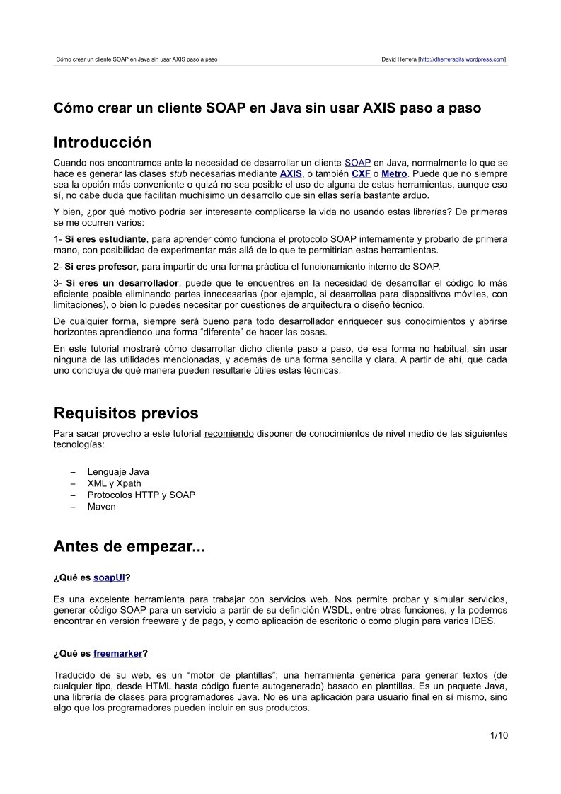 Imágen de pdf Cómo crear un cliente SOAP en Java sin usar AXIS paso a paso