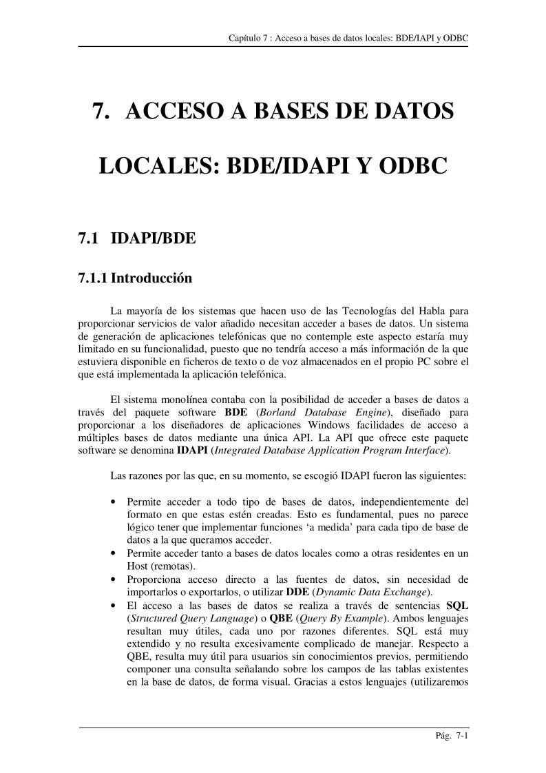 Imágen de pdf Capítulo 7 : Acceso a bases de datos locales: BDE/IAPI y ODBC