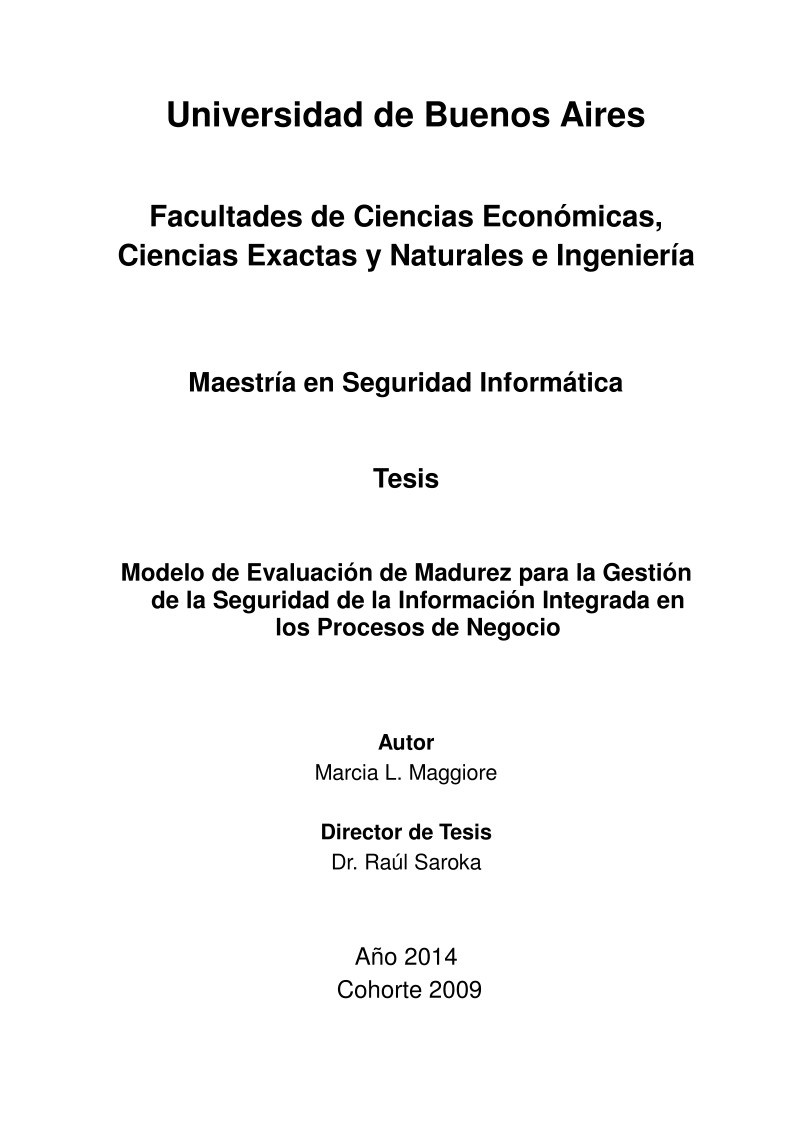 Imágen de pdf Modelo de Evaluación de Madurez para la Gestión de la Seguridad de la Información Integrada en los Procesos de Negocio